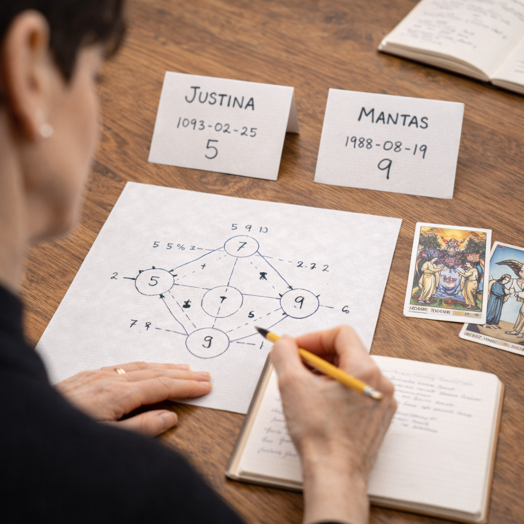 Poros suderinamumo analizė (numerologija + taro)